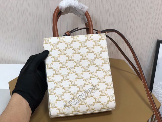 Celine專櫃2022春夏新色MiNi號豎款手袋 賽琳CABAS TRIOMPHE帆布迷你手提托特包 sldj2361